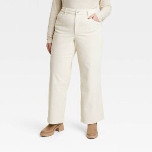 Women's High-Rise Corduroy Wide Leg Jeans - Universal Thread™ Cream 26